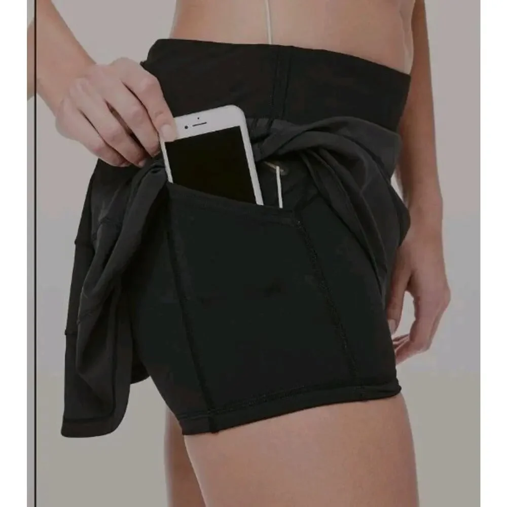 Lululemon Pace Rival Black Tennis Golf Pickleball Skort Skirt Size 8 Activewear - Picture 2 of 10